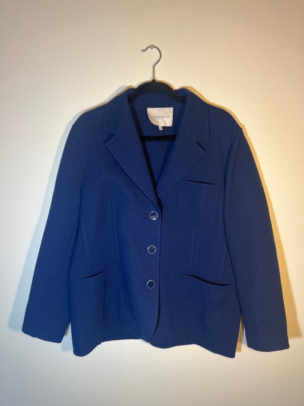 Lafayette 148 New York NavyBlue Three-Button Wool Unlined Blazer 16 18